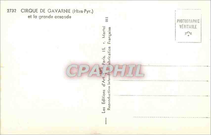 CPA Cirque de Gavarnie Htes Pyr et la grande cascade  — Verso