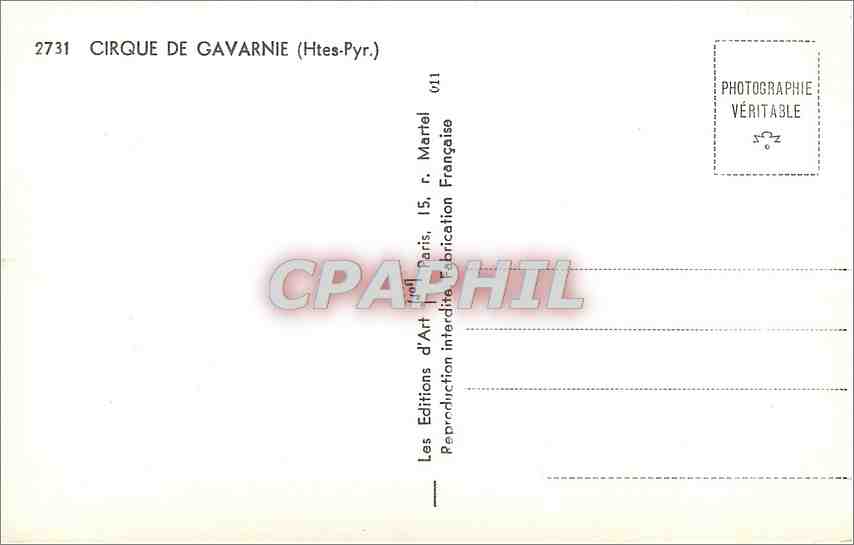 CPA Cirque de Gavarnie Htes Pyr  — Verso