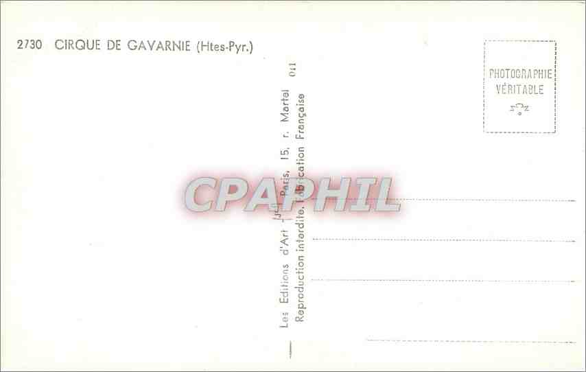 CPA Cirque de Gavarnie Htes Pyr  — Verso