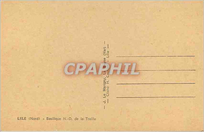 CPA Lille Nord Basilique ND de la Treille  — Rückseite