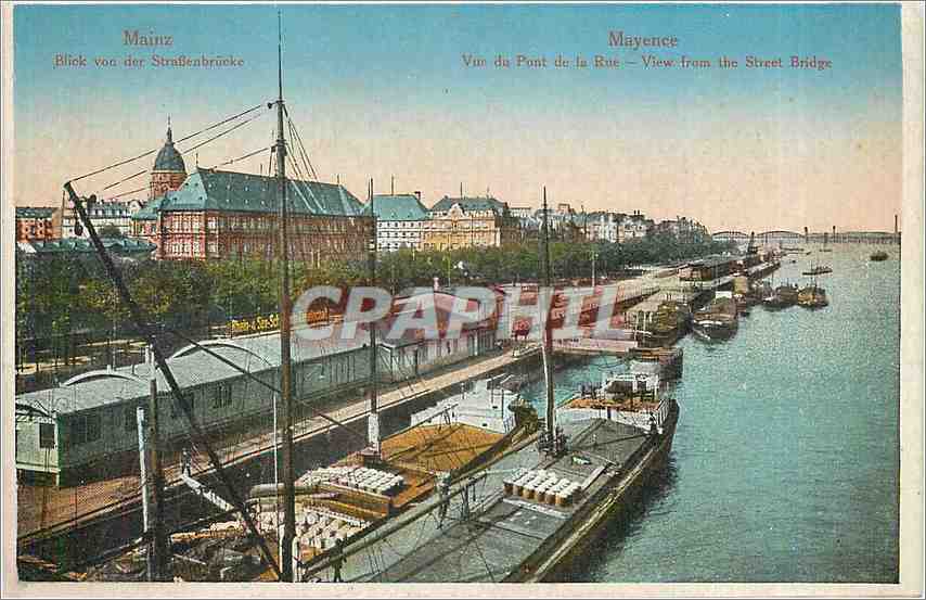 CPA Mayence Vue du Pont de la Rue Bateaux