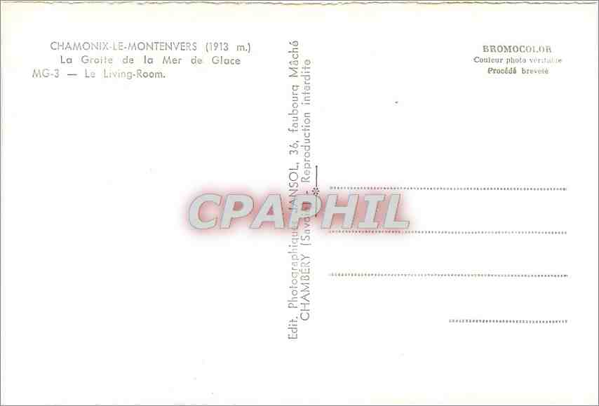 CPM Chamonix Le Montenvers La Grotte de la Mer de Glace Le Living Room  — Verso