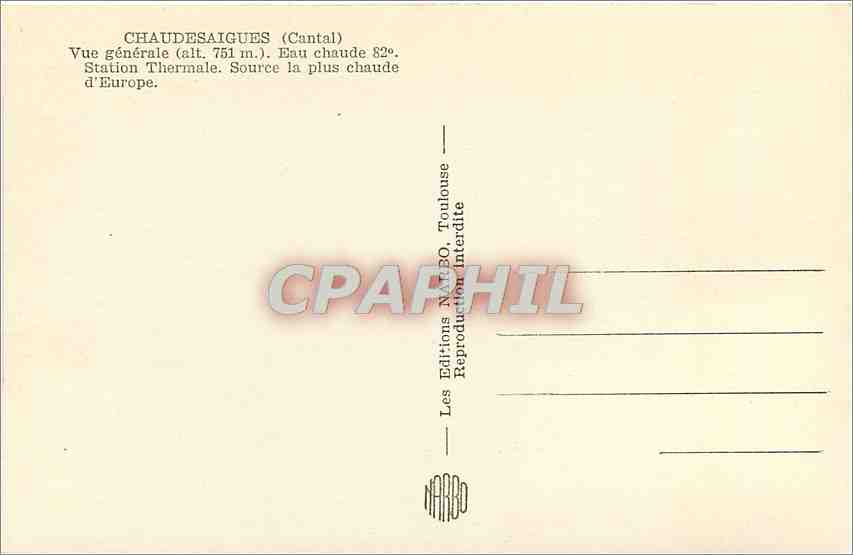 CPA Chaudesaigues Cantal Vue generale  — Rückseite