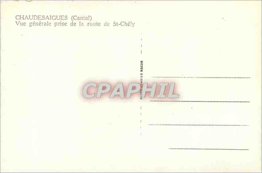 CPA Chaudesaigues Cantal Vue generale prise de la route de St Chely  — Rückseite