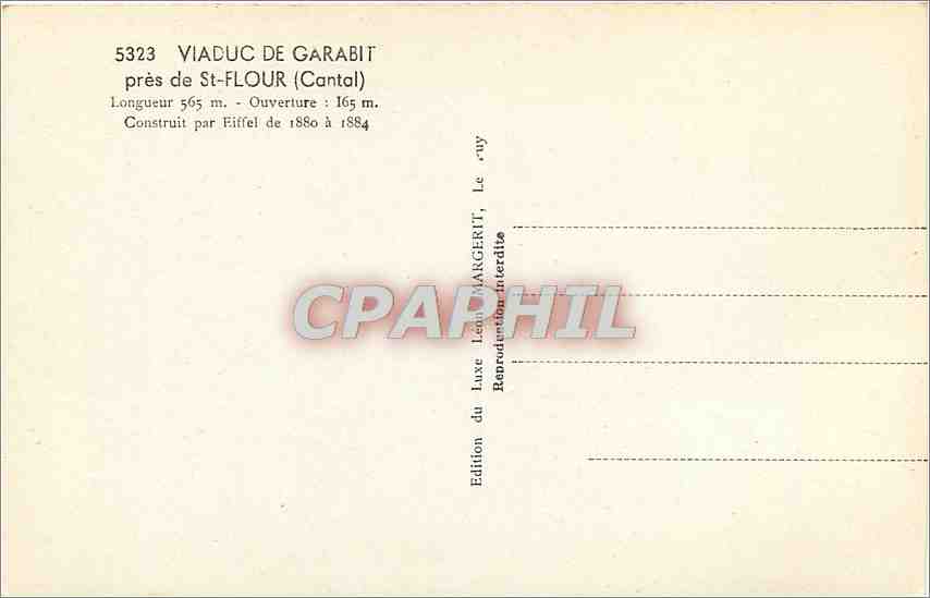 CPA Viaduc de Garabit pres St Flour Cantal  — Rückseite