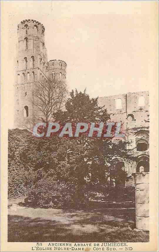 CPA Ancienne Abbaye de Jumieges L'Eglise Noise Dame Cote Sud 