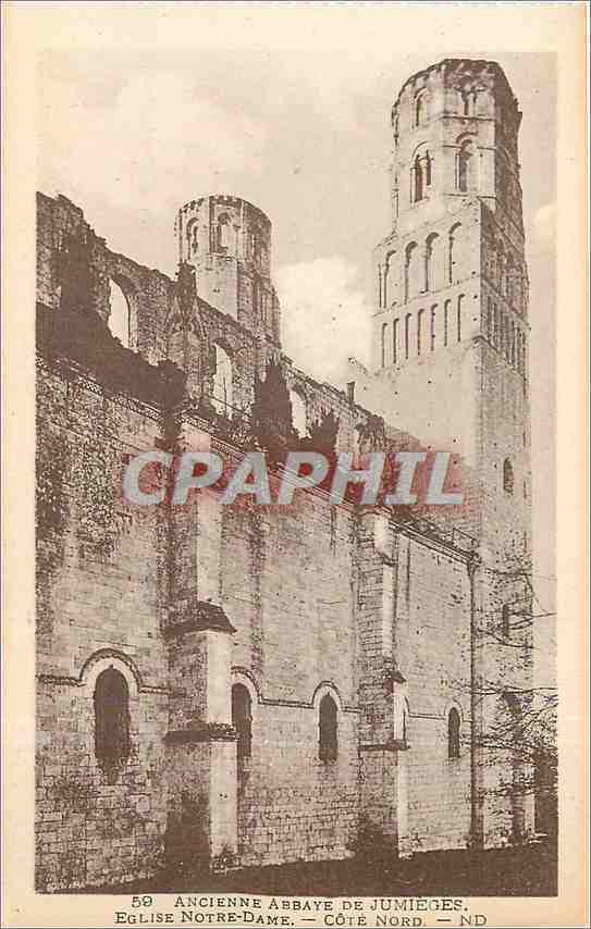 CPA Ancienne Abbaye de Jumieges Eglise Notre Dame Cote Nord 