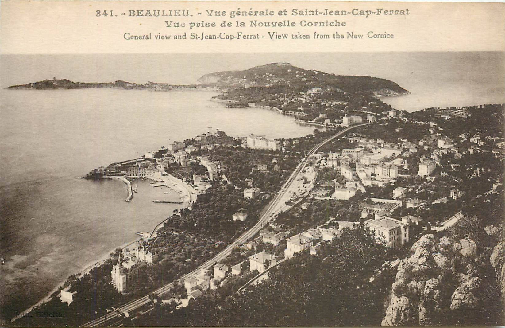 CPA Beaulieu Vue generale et Saint Jean Cap Ferrat Vue prise de la Nouvelle Corniche 