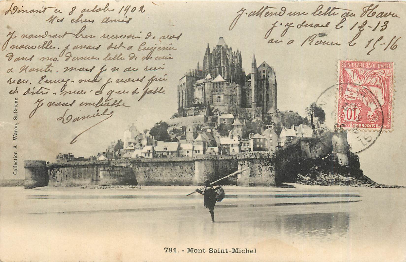 Mont Saint-Michel — vue du mont et du port — éditeur A. Warou, n°781
