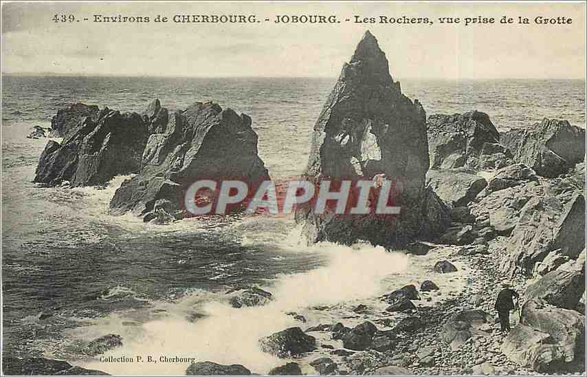 Um CHERBOURG - JOBOURG - Die Felsen, Ansicht aus der Höhle