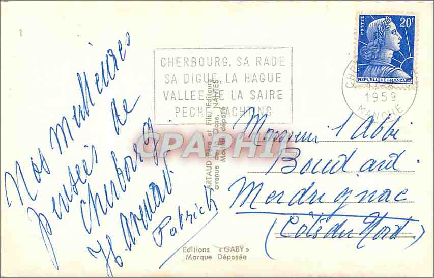 CPM Tourlaville Le Becquet La plage Bateau — Rückseite