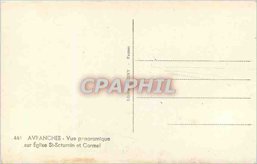Avranches — Vue panoramique sur Église Saint-Sauveur et Carmel — Édition Rennes — Rückseite