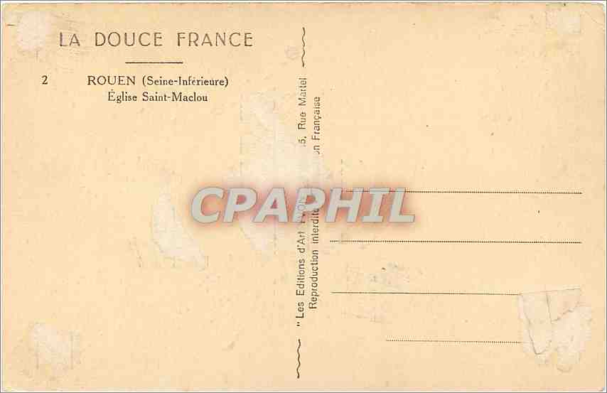 CPA Rouen Seine Inferieure Eglise Saint Maclou  — Verso