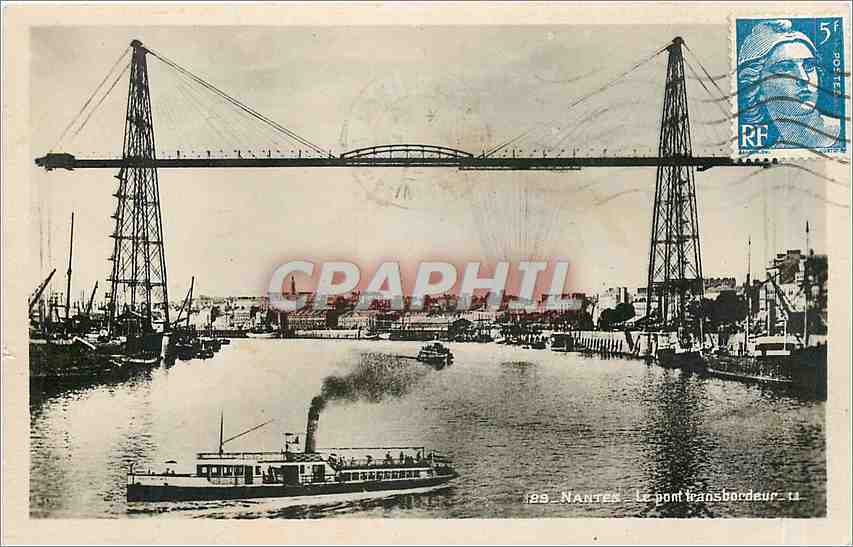 CPA Nantes Le Pont transbordeur Bateau