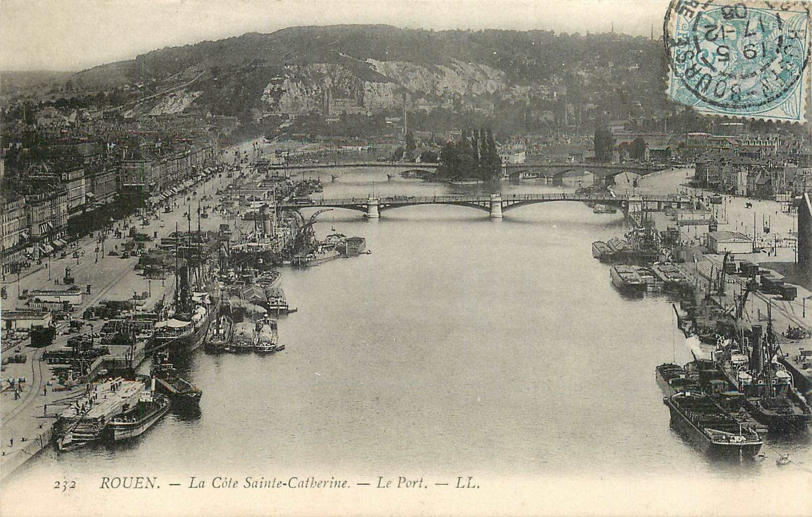 CPA Rouen La Cote Sainte Catherine Bateaux