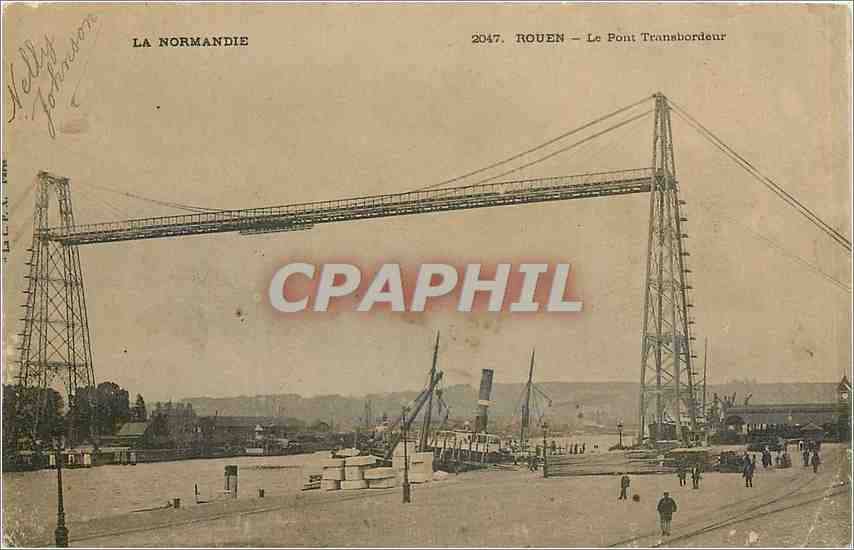 CPA Rouen Le Pont Transbordeur Bateau