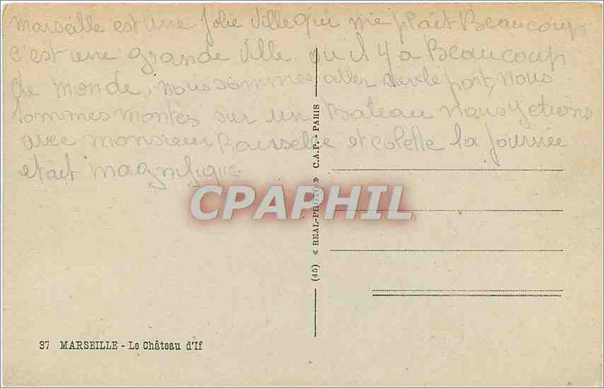 CPA Marseille Le Chateau d'If Bateaux — Verso