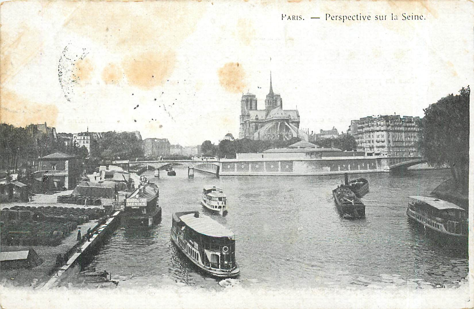 CPA Paris Perspective sur la Seine Bateaux