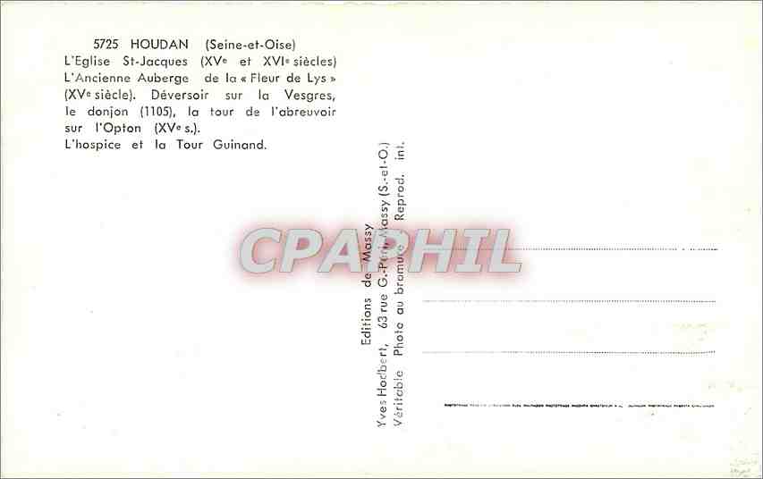 CPM Houdan Seine et Oise l'Eglise St Jacques Coq Poule — Back
