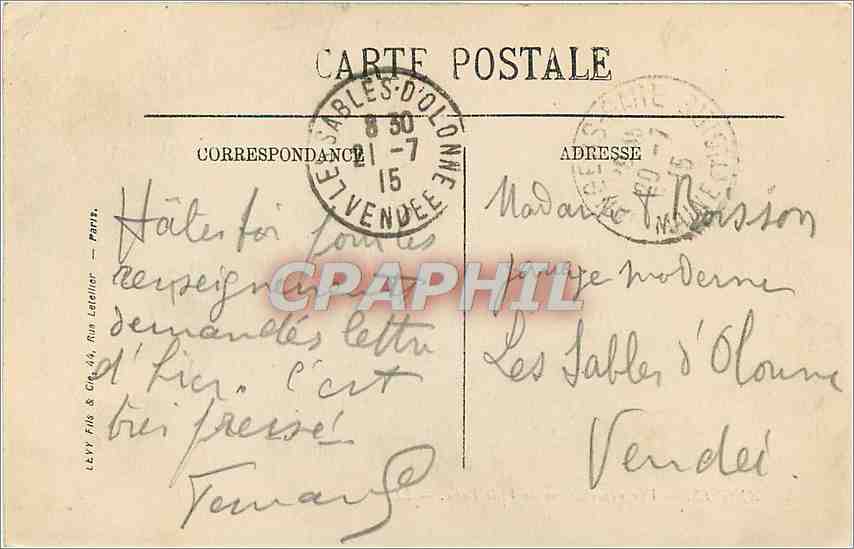 CPA Angers Vue generale sur la Ville Basse  — Rückseite