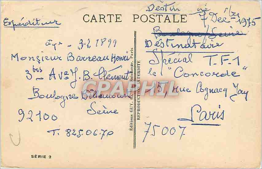 CPA Femme — Rückseite