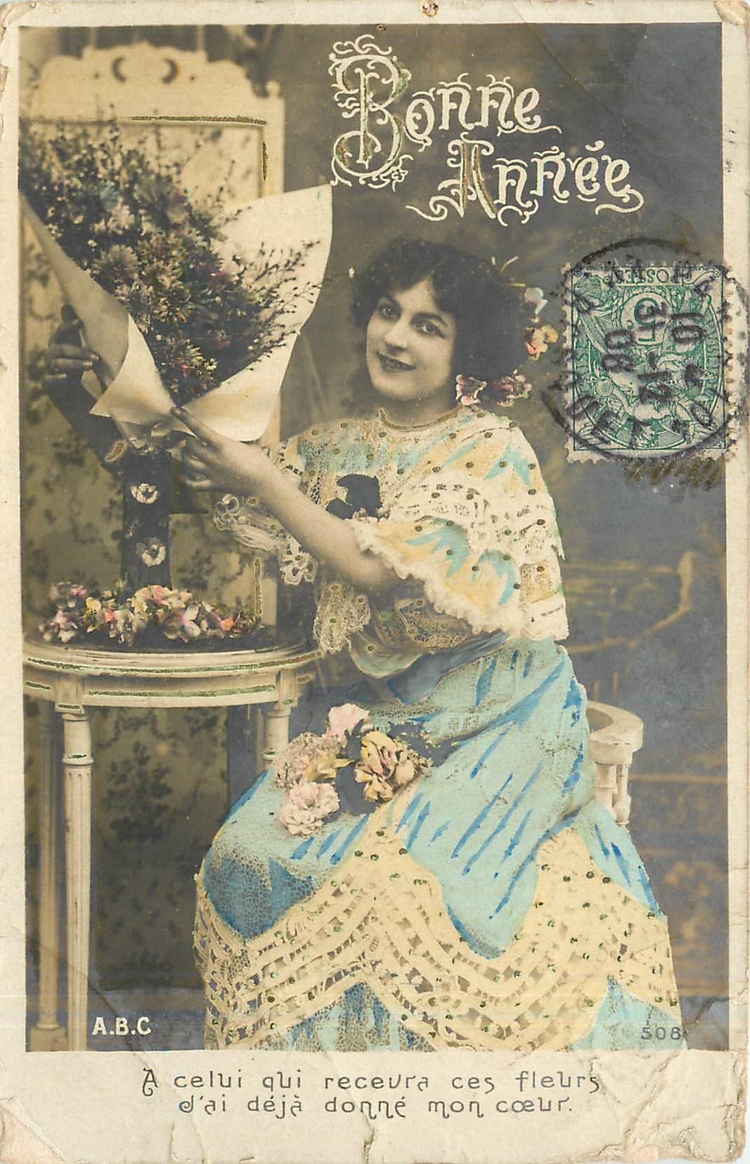 CPA Bonne Annee Femme