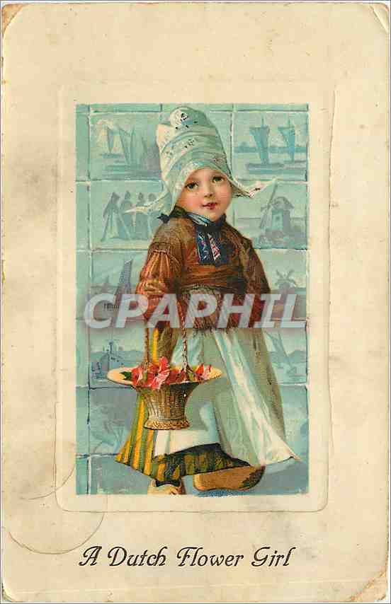 CPA A Dutch Flower Girl Folklore