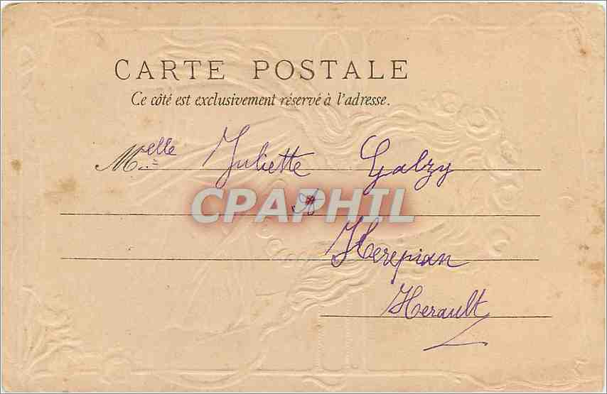 Jeune femme en couronne de roses — style Art Nouveau — éditeur Marcelleux, n° de série non visible — Reverso