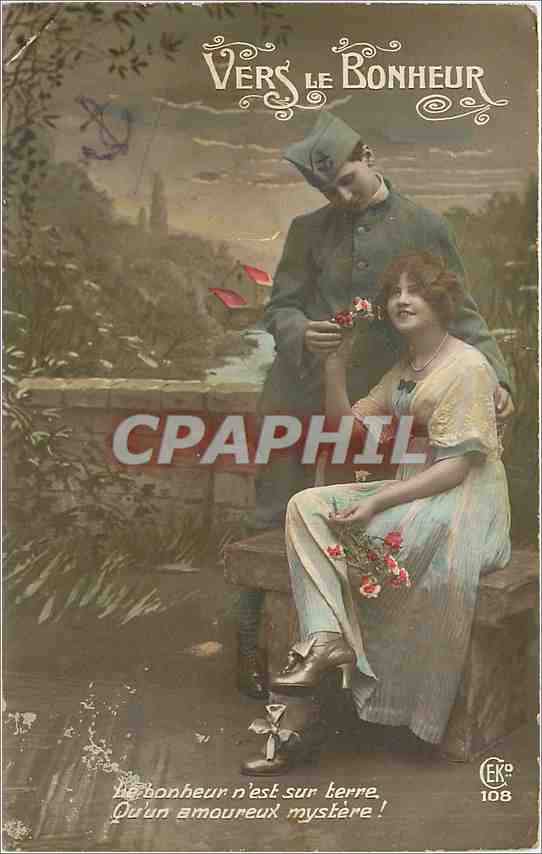 CPA Vers le Bonheur Femme Soldat Militaria