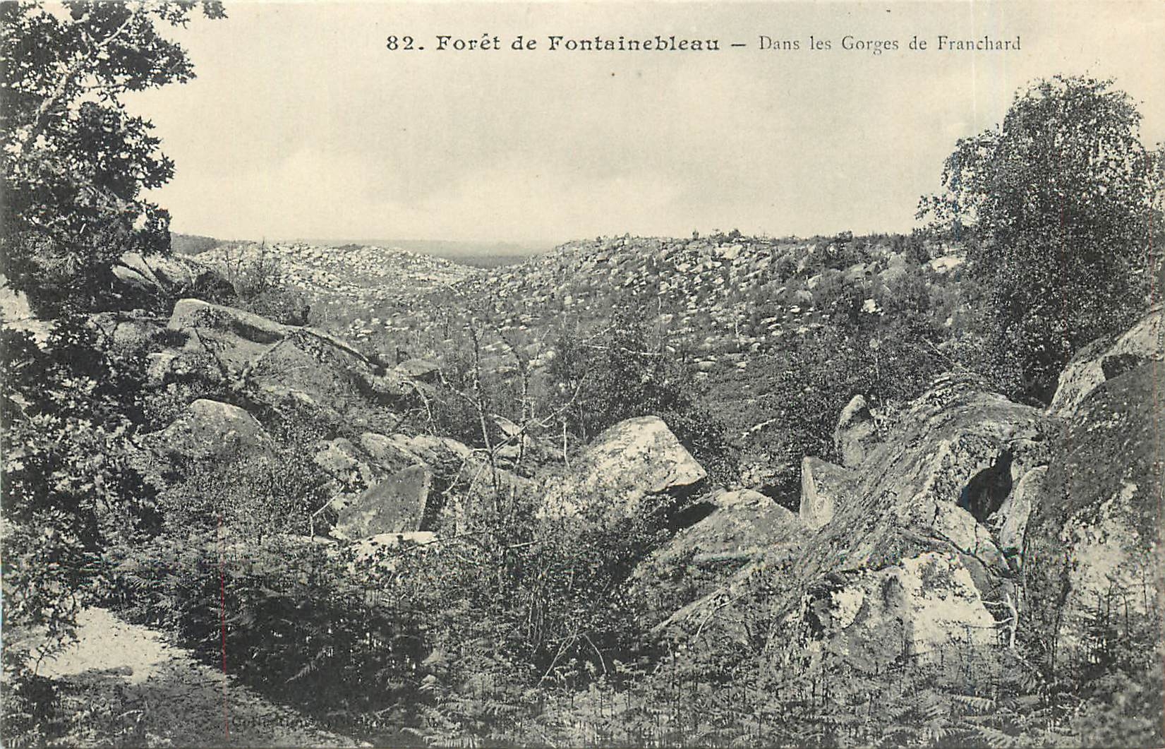 Wald von Fontainebleau — In den Gorges de Franchard — Photomechanische Druckerei L. Michard, Fontainebleau