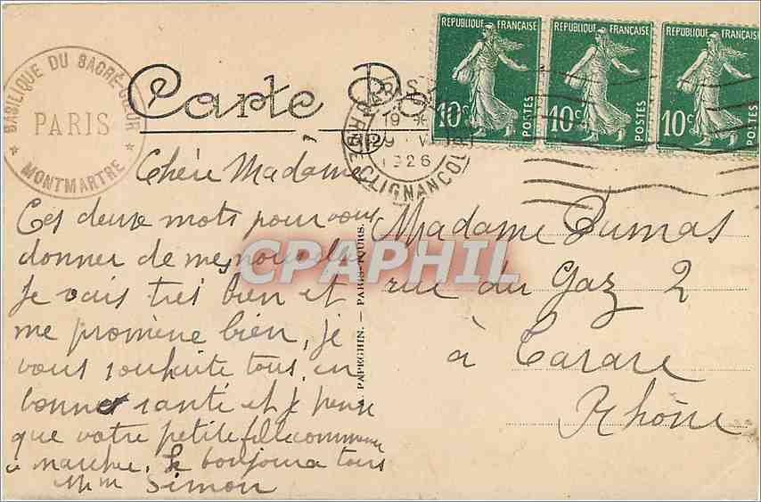 CPA Paris Basilique du Sacre Cœur Montmartre — Rückseite