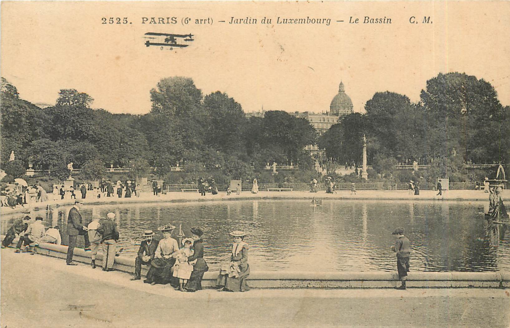 CPA Paris Jardin du Luxembourg Le Bassin Avion Aviation