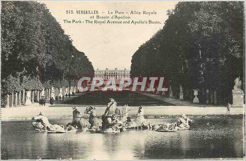 CPA Versailles Le Parc Allee Royale et Bassin d'Apollon 
