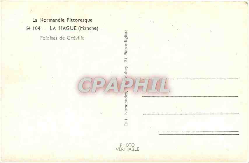 CPA La Hague Manche Falaises de Greville  — Rückseite