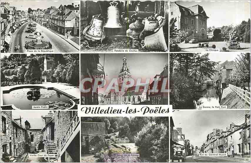 Villedieu-les-Poêles — vue panoramique avec lieux emblématiques — Cie des Arts Photomécaniques