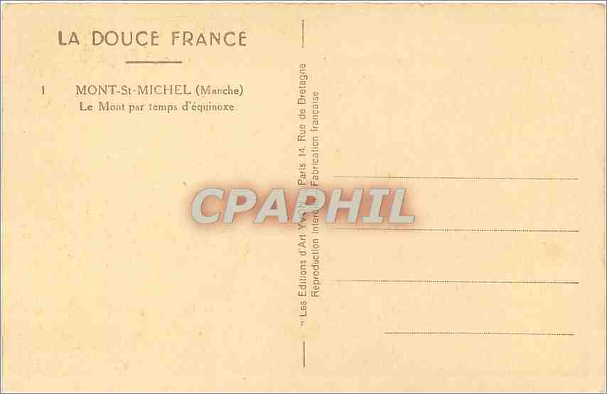 Mont-Saint-Michel — Der Berg während des Frühlingsäquinox — Les Éditions d'Art Yvan — Rückseite