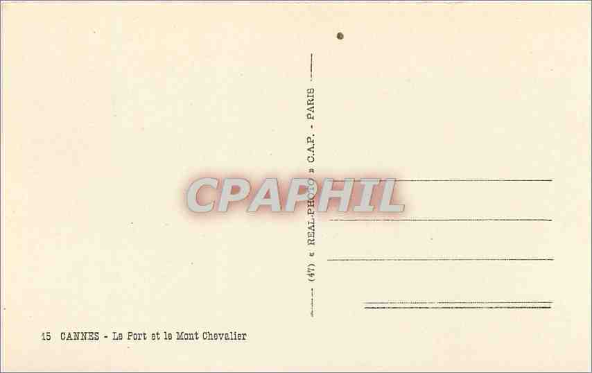 CPA Cannes Le Port et le Mont Chevalier  — Rückseite