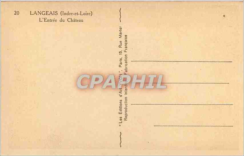 CPA Langeais Indre et Loire L'Entree du Chateau  — Verso