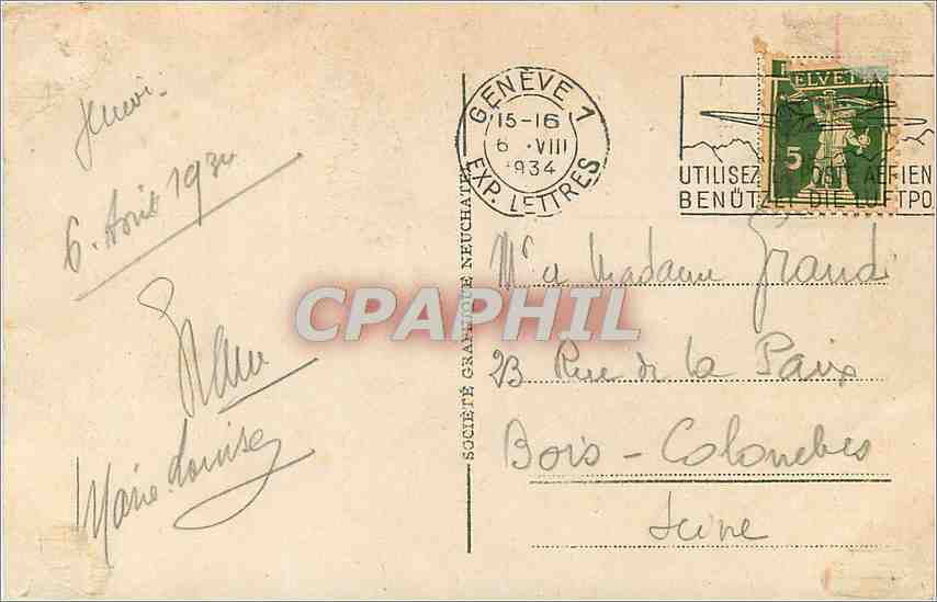 CPA Geneve Rade et Ville  — Rückseite