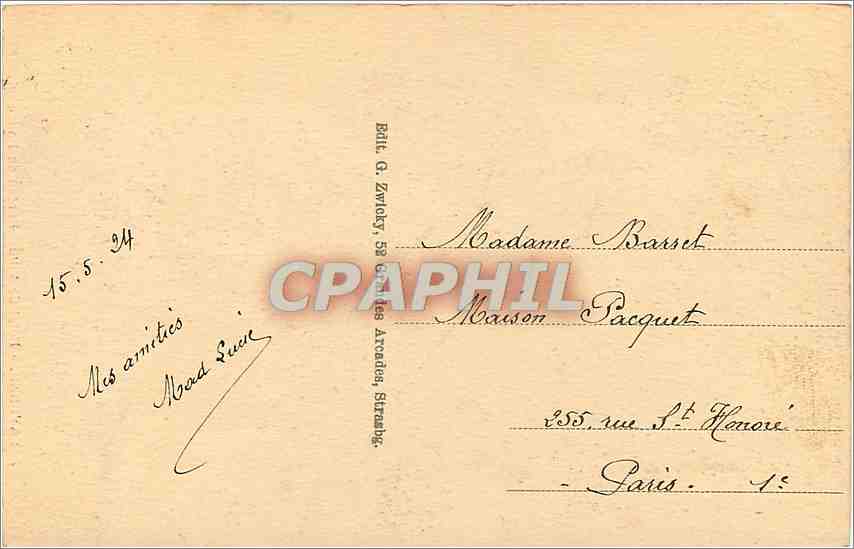 CPA Saverne Hotel de Ville Bureau de Police  — Rückseite