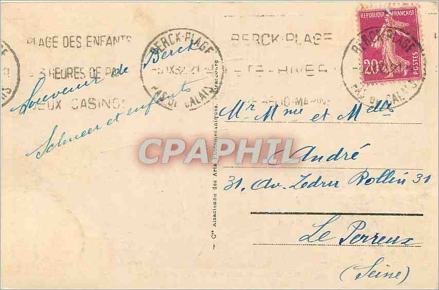 CPA Berck Plage Le Casino et la Plage  — Rückseite