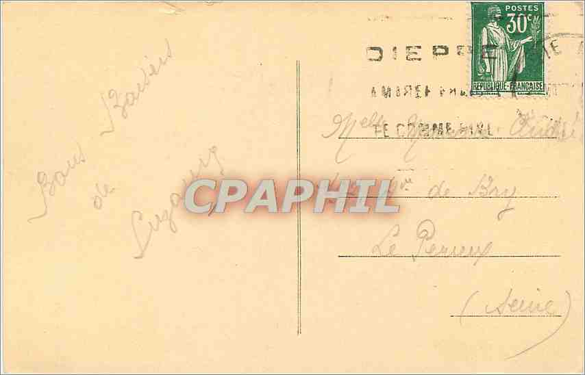 CPA Dieppe Le Casino et la Plage  — Verso