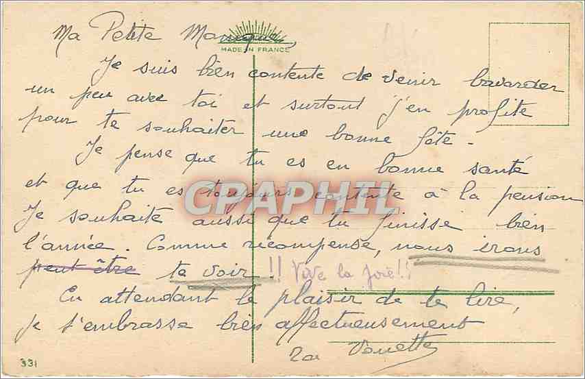 CPA Bonne Fete  — Back