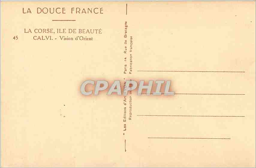 CPA La Corse Ile de Beaute Calvi Vision d'Orient  — Rückseite
