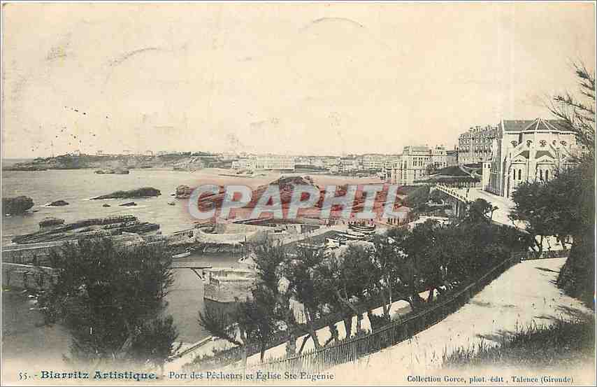 CPA Biarritz Artistique Port des Pecheurs et Eglise Ste Eugenie 