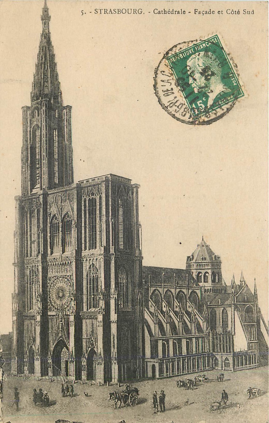 CPA Strasbourg Cathedrale Facade et Cote Sud 