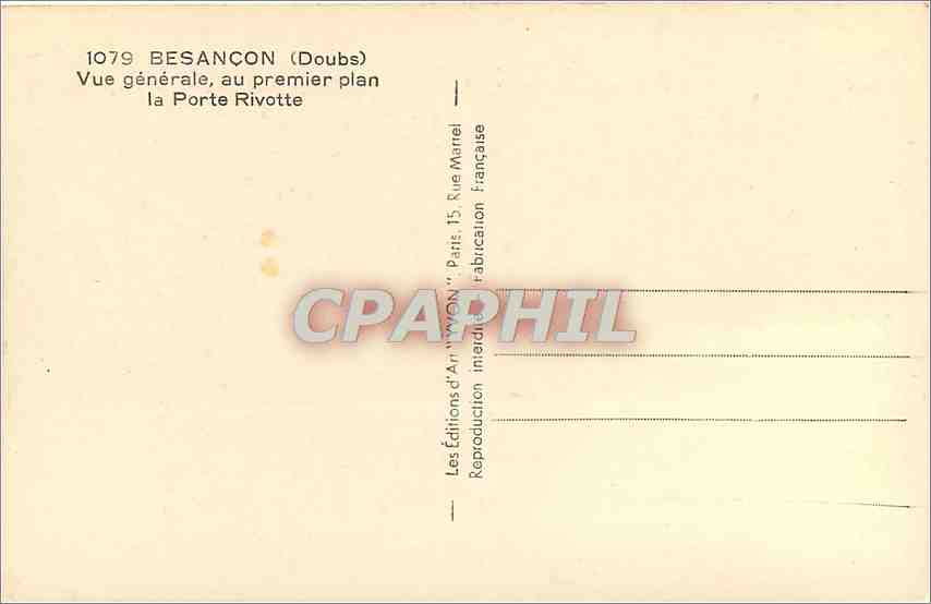 CPM BESANCON (Doubs) Vue generale au premier plan La Porte Rivotte — Rückseite