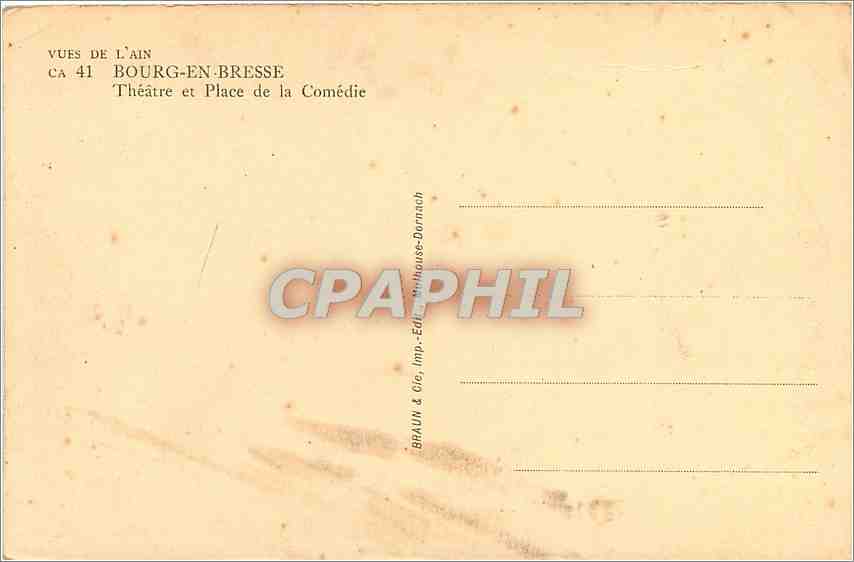 CPA BOURG en BRESSE Theatre et Place de la Comedie  — Rückseite