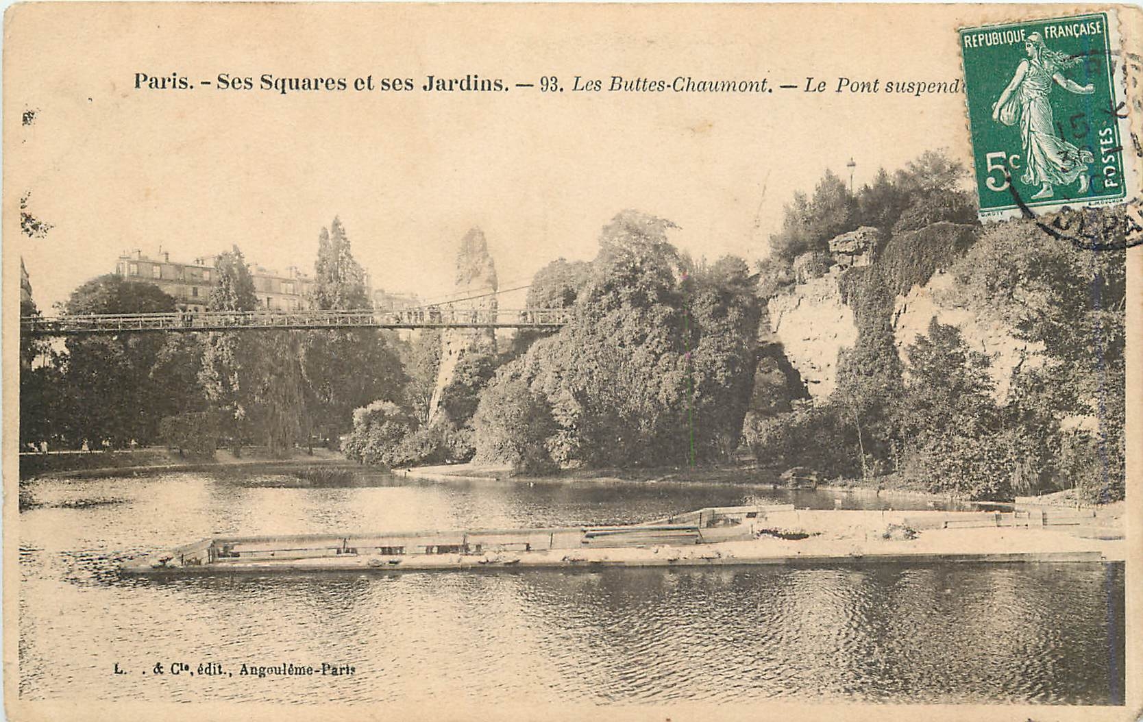 CPA PARIS  Buttes-Chaumont Le pont suspendu