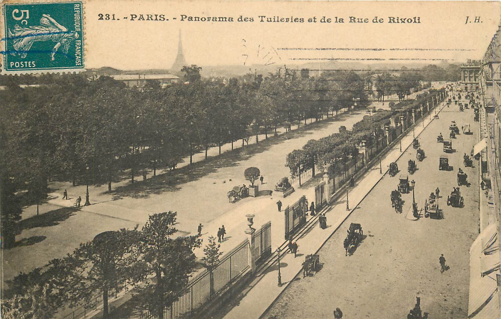 CPA PARIS Panorama des Tuileries et de la Rue de Rivoli Tour Eiffel